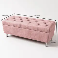 ESTILO Y CONFORT - Puff baul Sencillo capitoneado color palo de rosa