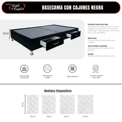 ESTILO Y CONFORT - Basecama con cajones 120x190 tela negra