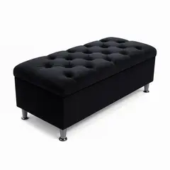 ESTILO Y CONFORT - Puff baul de Sencillo capitoniado negro