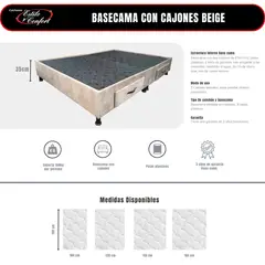 ESTILO Y CONFORT - Basecama con cajones 140x190 tela beige.