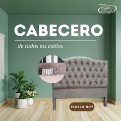 ESTILO Y CONFORT - Cabecero capitoniado gris 120x125.
