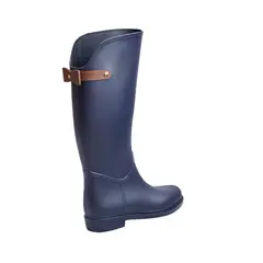 BOTTPLIE - Botas Lluvia Impermeable Mujer Golden Bowtie - Azul Cafe