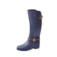 BOTTPLIE - Botas Lluvia Impermeable Mujer Eternity Twin Buckle - Azul Cafe