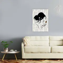 DE CASA - Cuadro mujer sobre letras