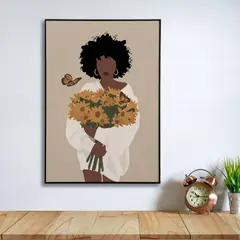 DE CASA - Cuadro mujer con girasoles