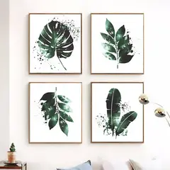 DE CASA - Cuadros set x 4 - mdf - hojas palmeras