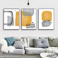 DE CASA - Cuadros set x 3 - mdf - geo amarillo