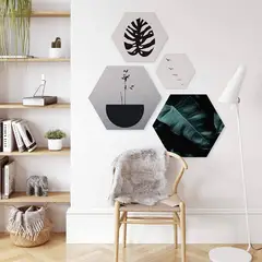 DE CASA - Set x 4 cuadros hexa desigual