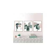 DE CASA - Triptico abstracto verde gris