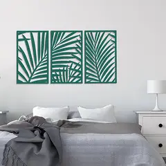 DE CASA - Triptico hojas palmeras calado verde