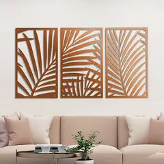 DE CASA - Triptico hojas palmeras calado dorado