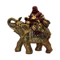 DAYOSHOP - Buda Elefante Dorado Decoración Prosperidad