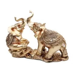 DAYOSHOP - Elefante Dorado Duo Decoración Hogar Ganesha Prosperidad