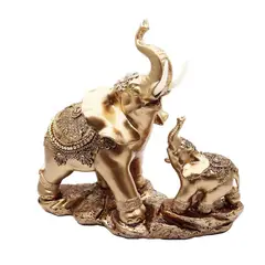 DAYOSHOP - Elefante Dorado Duo Decoración Hogar Ganesha Prosperidad