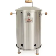 VOLCANO - Asador Barril Marte Mediano Acero Inoxidable Manijas Madera