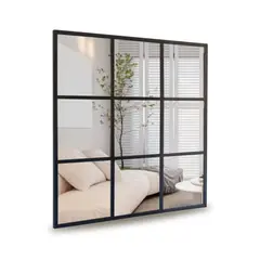 ALIK DISEÑO - Espejo Cuadrado Con Marco Metálico Negro 80x80cm