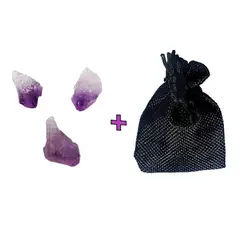 DAYOSHOP - Cuarzo Amatista En Bruto Natural X 3 Pcs + Bolsa Decorativa
