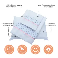TORAL - Juego de sábanas para corral incluye almohada y funda