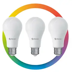 STEREN - PAQUETE DE 3 FOCOS LED RGB WIFI