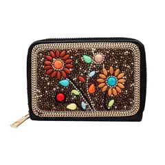 DAYOSHOP - Billetera Jardin Flores Artesanal Chaquira Dayoshop_.