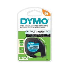 DYMO - Etiqueta plástica LetraTag texto negro fondo transp