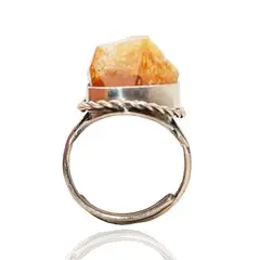 DAYOSHOP - Anillo Citrino En Bruto Unisex Ajustable Estuche