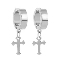 DAYOSHOP - Aretes Candonga Cruz Acero Plateada_.
