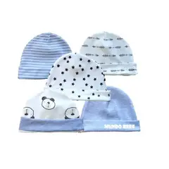 MUNDO BEBE - GORROS PARA BEBE GRIS NIÑO X5
