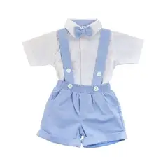 MUNDO BEBE - Conjunto TRAJE bautizo para bebe niño con tirantes corbatín..
