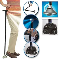 GENERICO - Baston Plegable Caminador Ajustable Trusty Cane Luz Led