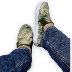 XIAN SHOES - Oxford mocasin ramas verdes MASCULINO
