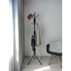 INDUHOGAR - Perchero con 12 servicios en tubo de acero desarmable negro mate