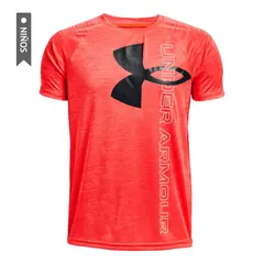 UNDER ARMOUR - Camiseta Tech Split Niño-Salmón_.