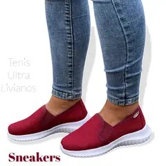 XIAN SHOES - Ultralivianos vinotinto MUJER