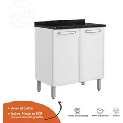 BERTOLINI - Mueble inferior de cocina con tabla 80 cm blanco