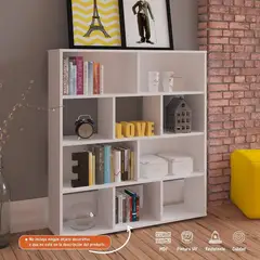 BERTOLINI - Biblioteca estanteria en mdp 91cm 10 entrepaños - blanco