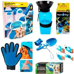 ZHOPI CO - Combo Removedor Quita Pelos Guante Cepillo Bebedero Pala