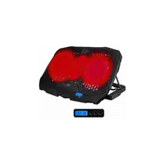 ZER - Base gamer con pantalla led 4 ventiladores roja usb