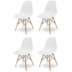 GENERICO - Kit 4 sillas charles eames madera blancas - eiffel