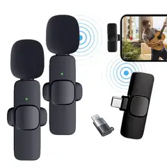 JALTECH - Doble Micrófono Inalámbrico de solapa K9 - para Iphone y Tipo C