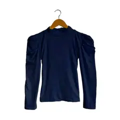 SYK - Blusa manga larga para mujer unicolor