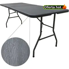 STAY ELIT - Mesa Plegable Portátil 180cm Acabado Tipo Madera Multiuso