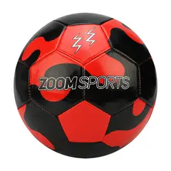ZOOM SPORT - Balon de Futbol Entrenamiento N-5 Manchas Negro Rojo Zoom Sp