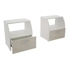 MADERKIT - Combo X 2 Mesas De Noche M01324 Color Blanco-niebla