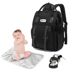 BABY ON - Morral pañalera para bebe con cambiador 3 en 1 Negra