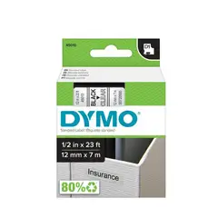 DYMO - Etiqueta D1 plástica 12mm texto negro fondo transparent