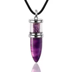 DAYOSHOP - Collar Cuarzo Amatista Piedra Natural Pendulo Bala Estuche