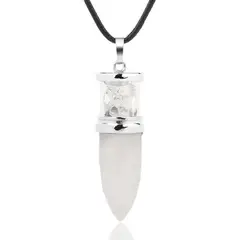 DAYOSHOP - Collar Cuarzo Cristal Piedra Natural Pendulo Bala Estuche.