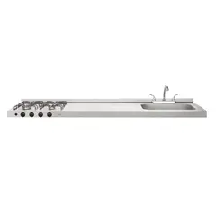 HACEB - Mesón Ovata Inox 1.80 metro pozuelo derecho gas natural