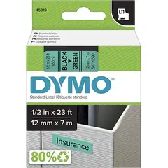 DYMO - Etiqueta D1 plástica 12mm texto negro fondo verde